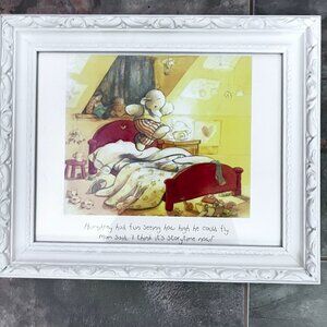 Ornate White Frame 17X13" Humphrey Themed Framed Artwork Storytime Kids Decor